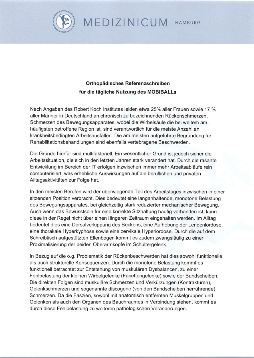 Orthopädisches Referenzschreiben von Dr. med. T. Kokenge, MEDIZINICUM Hamburg